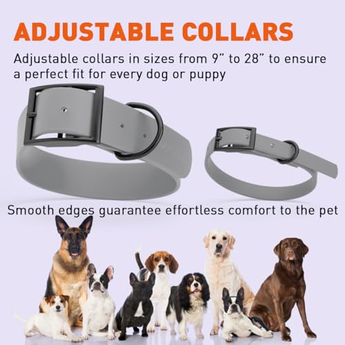 Image of Dogline Biothane Waterproof Dog Collar Strong Coated Nylon Webbing with Black Hardware Odor- Proof for Easy Care Easy to Clean High Performance Fits Small Medium or Large Dogs, Battleship Gray