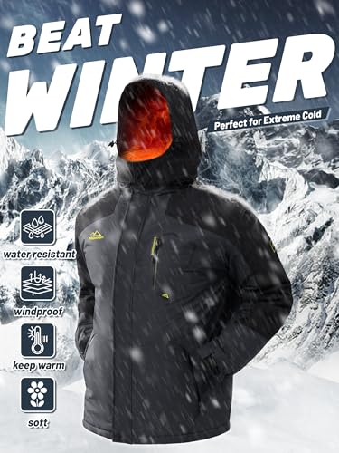 Image of TACVASEN Men's Winter Skiing Jackets Water Resistant Fleece Coats Insulated Thermal Snowboard Jacket Parka Raincoat with Hood