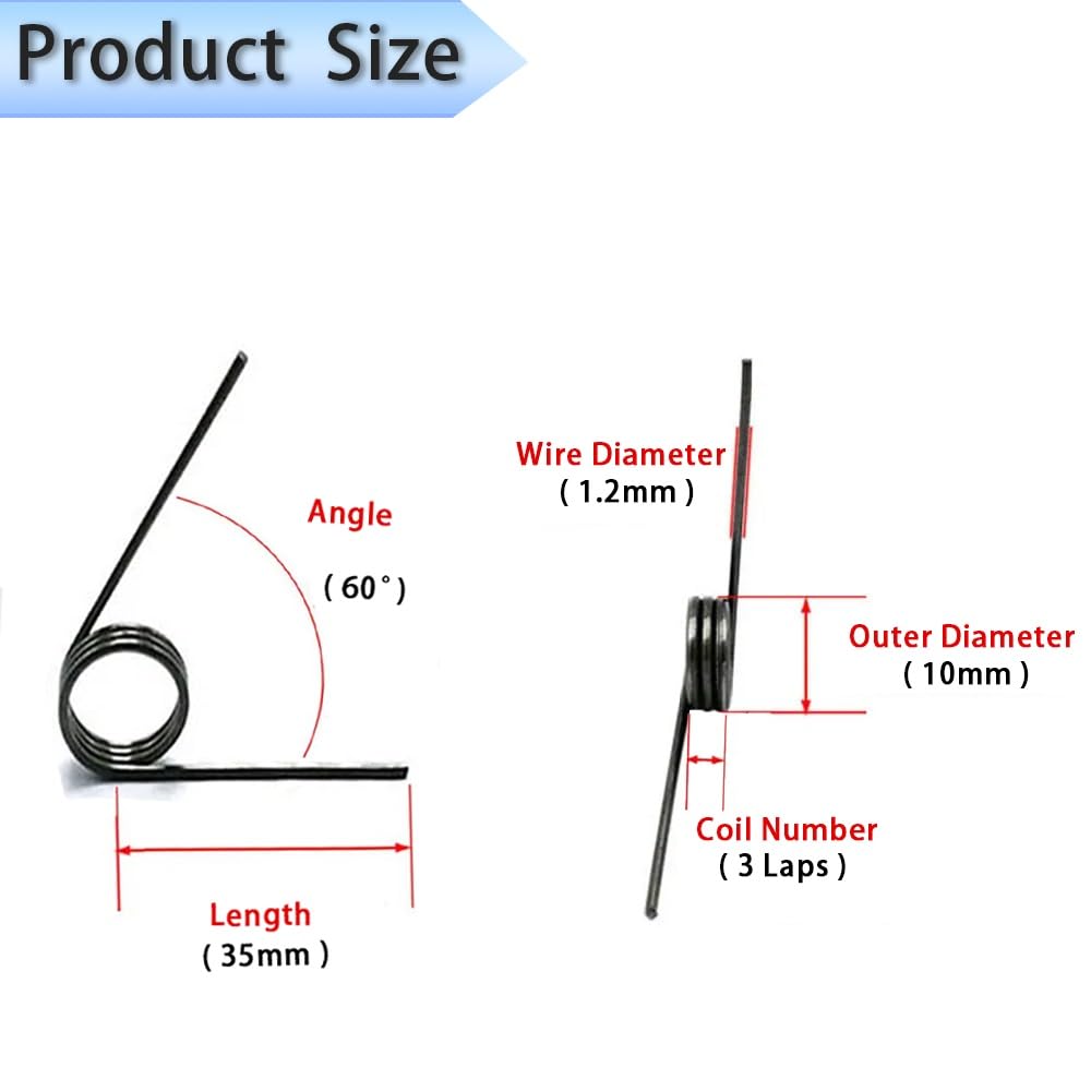 15pcs Torsion Springs 60 Degrees V-Shaped Torsional Spring, Wire Diameter 1.2mm Small Torsion Springs Kit for Home Repair & DIY Project (Style : 60 Degrees, Size : 1.2mm x 10mm x 3laps) — Amazon image 2