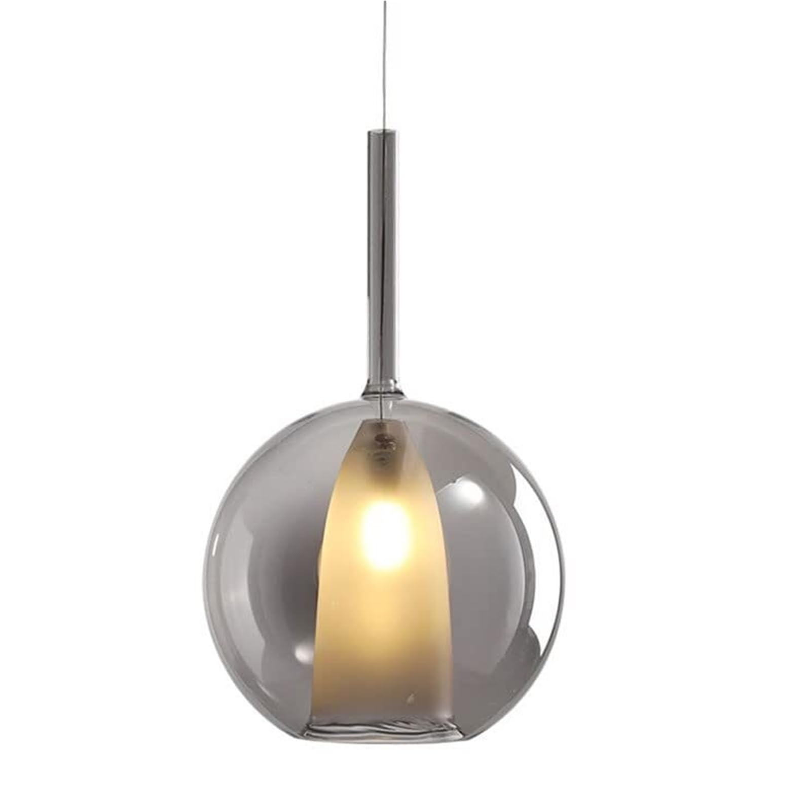 KHUKHU Transparent Spherical Glass Round Ball Nordic Pendant Light Fixture Metal Hanging Lamp Multiple Available Ceiling Light Barber Shop Cafe Restaurant Indoor Chandelier(Natural,7.9in)