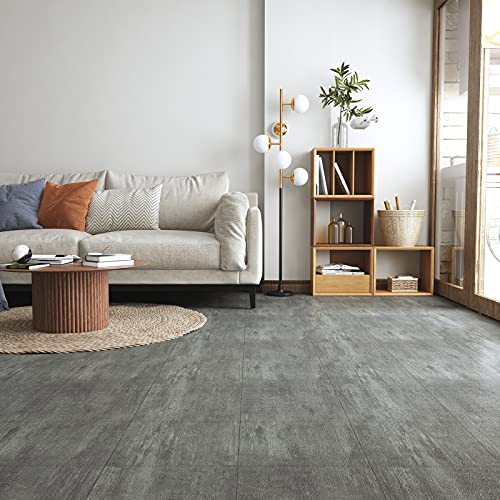 VEELIKE Boden Fliesenaufkleber Selbstklebende Bodenbelag Betoneffekt 30cm x 30cm Bodenbelag 24 Stück Wasserdicht Bodenaufkleber Fliesen für Bad, Waschküche und alle anderen Räume
