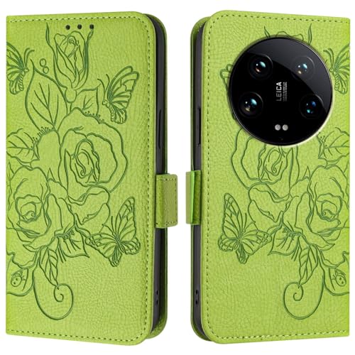 Étui Portefeuille Fin pour Xiaomi 14 Ultra 5G idéal pour Voyager Léger en Vert