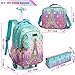 Egchescebo School Bags Kids Rolling Backpack for Girls Luggage Suitcase With Wheels Trolley Wheeled Backpacks for Girls Travel 3PCS Cat Backpack With Lunch for kids Sky Blue Bags