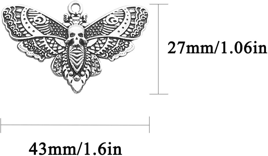 20 Pcs Vintage Moth Charms, Halloween Pendants, Silver Insect Charms for Jewelry Making, DIY Necklace Bracelet Making and Crafting - Image 2