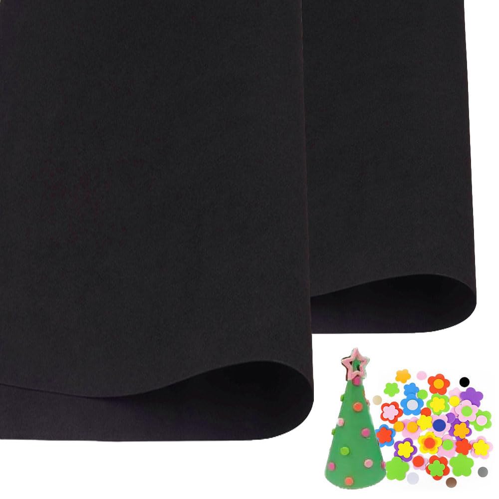 SKYPRO 2 Pcs Black Eva Foam Sheets Cosplay EVA Foam 1mm Thick 50x50cm EVA Foam Papers for Arts Crafts DIY Project