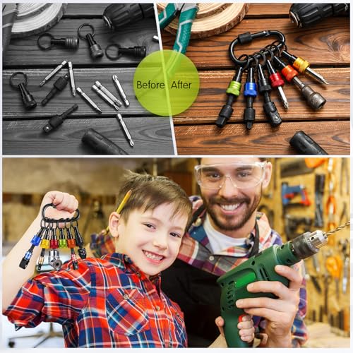 Image of Threlaco 24 Pcs Bit Holder Keychain, 1 /4 3 /8 1 /2 Socket Hex ShankMulticolor