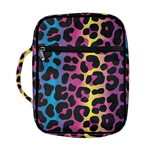 Étui léopard arc-en-ciel pochette zippée mode femme rangement tendance