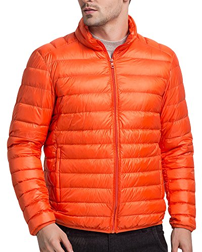 Chaqueta De Plumas Invierno Manga Larga Parka Abrigo para Hombre Naranja XXL