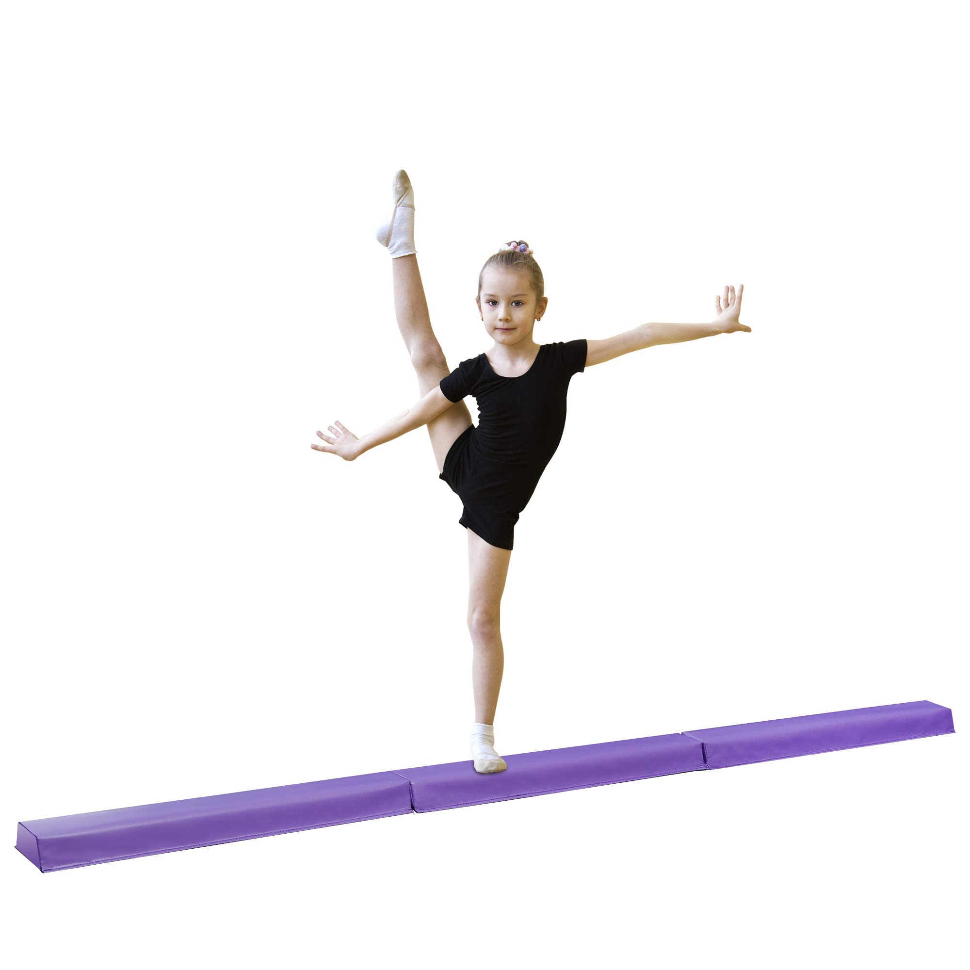 ZENY 9ft Folding Gymnastics Balance Beam and Bases Foam Floor Balance