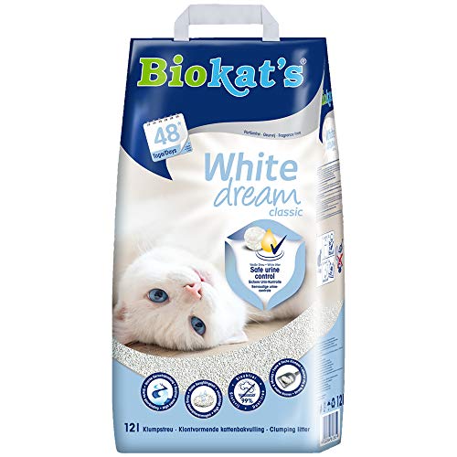 Biokat's White Dream Classic - Feine Katzenstreu aus weißem Naturton für feste Klumpen und starke Geruchsbindung - 1 Sack (1 x 12 L)