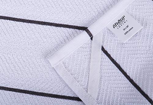 Toallas de cocina súper absorbentes, pack de 6 paños de algodón con tejido de espiga, carbón 6