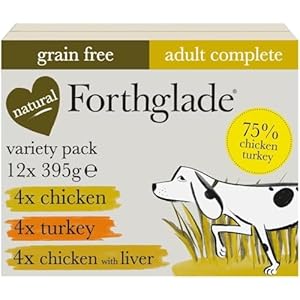 Forthglade Wet Dog Food Variety Pack (12 x 395g Trays) – Adult Dogs, Grain Free Chicken, Chicken with Liver & Turkey, Stomach Sensitive Dog Food, Hypoallergenic Dog Food