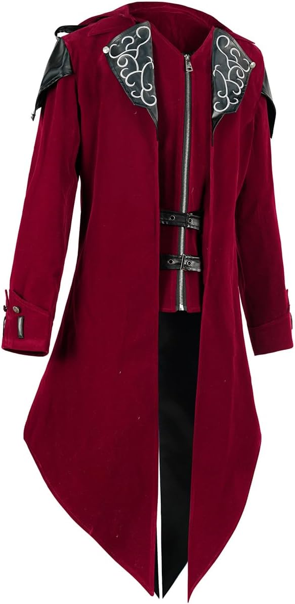 Men's Steampunk Jacket Gothic Costume Tailcoat Jacket Victorian Pirate Vintage Halloween Vampire Cosplay Costumes - Image 2
