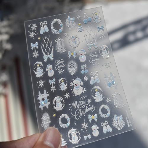Image of Snowman Nail Stickers Decals Christmas Nail Art Stickers Winter Nail Decals