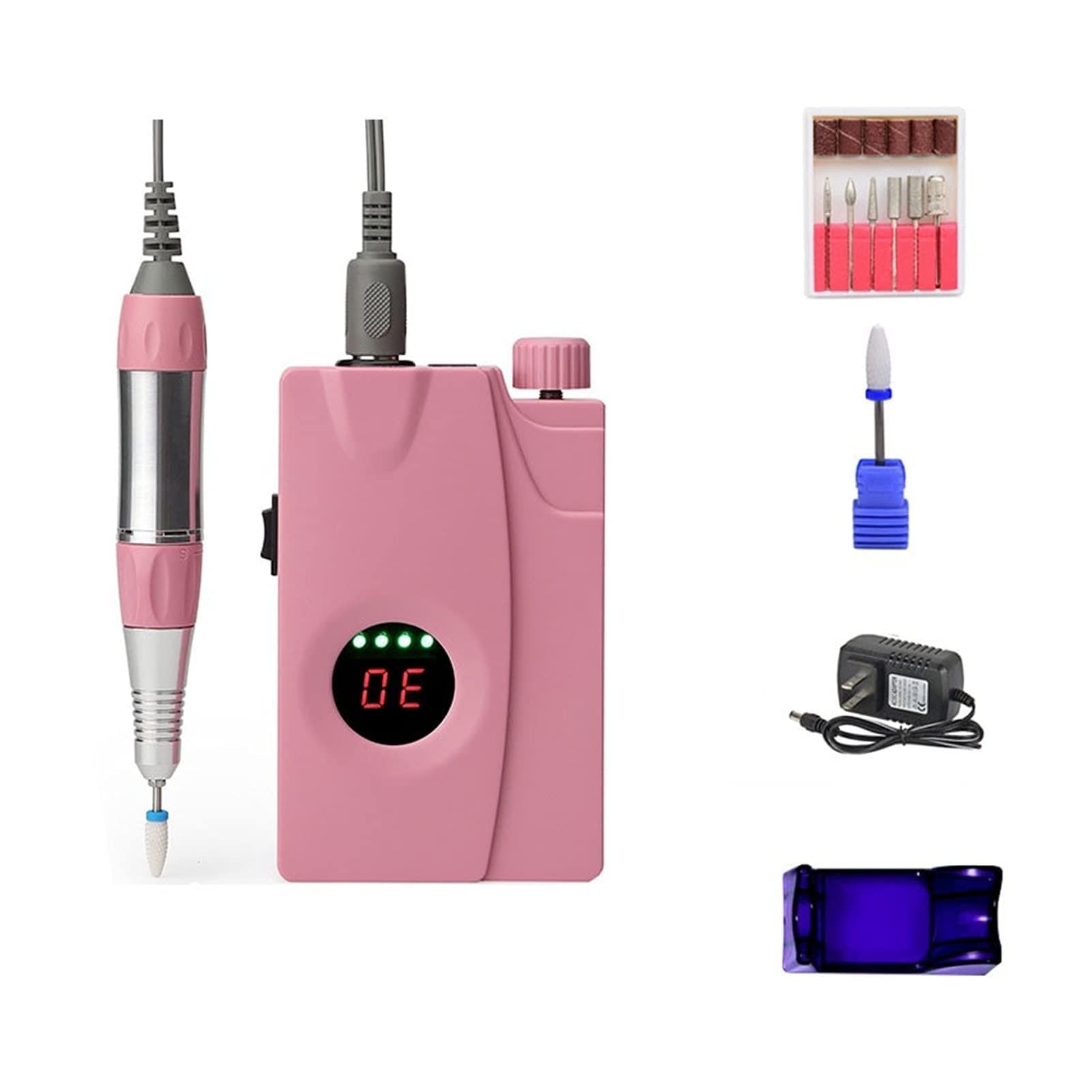 Trapano per Unghie 3000. 0RPM. Kit di Pedicure del Manicure della Macchina for Il perforatrice chiodo Portatile Ricaricabile napositore(Pink)