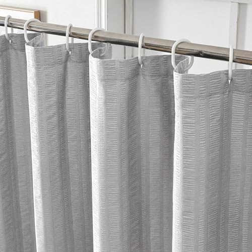 Aiyufeng Moga Light Gray Shower Curtain 84 Inches Long, 3D Embossed Textured Fabric Shower Curtain for Bathroom - Soft Cloth & Hotel Spa Luxury, Machine Washable, 72X84 by Aiyufeng - Used condition - Image 6