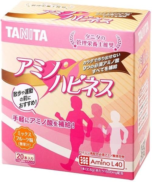 （19:00時点） タニタ アミノ酸【9種の必須アミノ酸（味の素（株）特許技術）1500mg配合 】ウォーキングや運動の前にBCAA／EAA／サプリメント／栄養補助食品 タンパク質 飲みやすいミックスフルーツ味 コンディションサポート／運動／筋トレ／高齢者サポート 個包装で持ち運びも可能 国内工場製 アミノハピネス