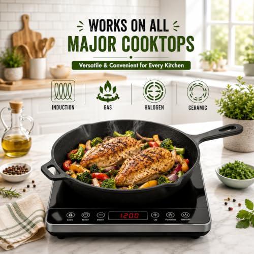 Image of Esspy Pre-Seasoned Cast Iron Frying Pan | 10inch / 1.9L / 4-5 People | Toxin Free | No-Chemical Coating | Skillet for Frying, Searing, Sauteing, Baking, Roasting | Cast Iron Cookware