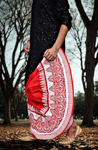 Image of Men's Ready to Wear Pant System Printed MAYUR PUCHHA Dhoti for Marriage, Pooja, Festival etc.(GC010)