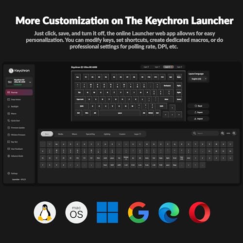 Image of Keychron Q1 Ultra 8K 75% Wireless Mechanical Keyboard, Aluminum Hot-Swappable RGB, Banana Switch, 82 Keys, 600h Battery Life, 2.4GHz /Bluetooth /Wired, ZMK Programmable, Mac Windows Linux - Black