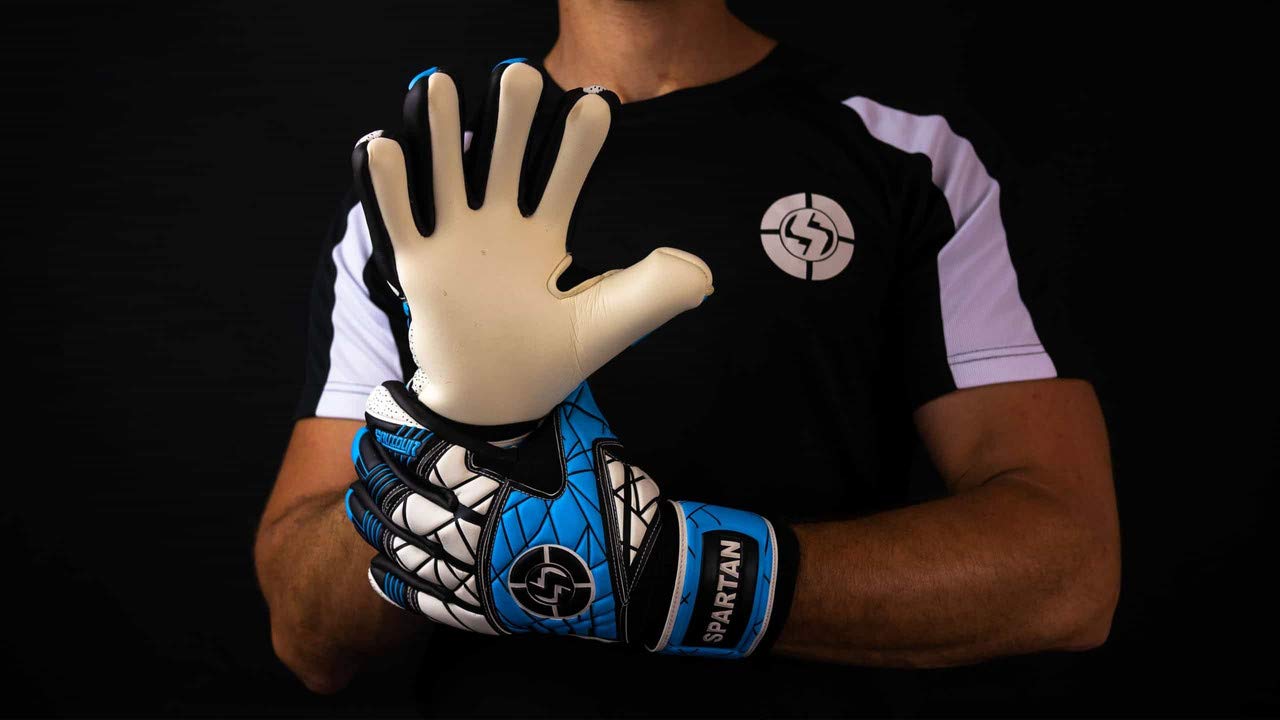 SAVIOUR Gants de gardien de but de football pour enfants, hommes et femmes – Super protection avec forte adhérence pour l'entraînement et les matchs, intérieur et extérieur, bleu, 9