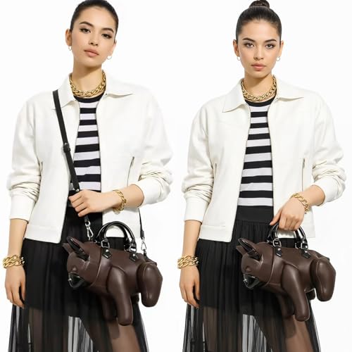 Image of Women PU Leather Unique Novelty Dog Shaped Crossbody Shoulder Bag Handbag Purse
