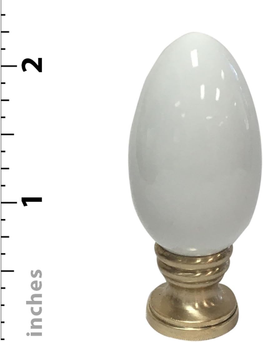 Royal Designs, Inc. Ceramic Egg Shaped Lamp Finial for Lamp Shade, F-5048WH-2, White, Pack of 2