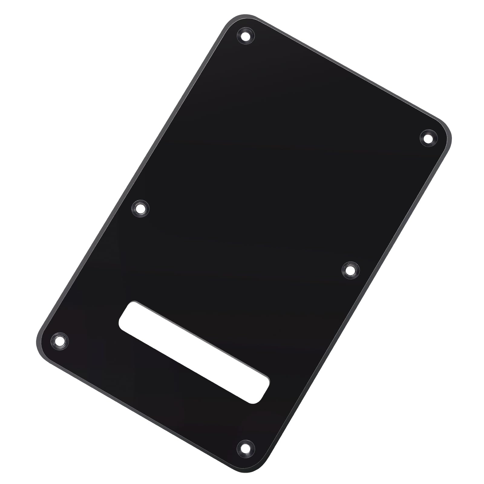 Banworks Electric Guitar 1 Ply Backplate 6-Hole Trem Tremolo Cover for USA/Mexican Standard Strat ST JT/HGB-01 Glossy Black - Image 4