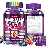 Magnesium Glycinate Gummies 600mg High Absorption, Manganese Glycinate for Women and Men with Vitamin D, B6, and CoQ10 for Adults & Kids, Magnesium for Calm Support & Sleep, 60 Days Supply