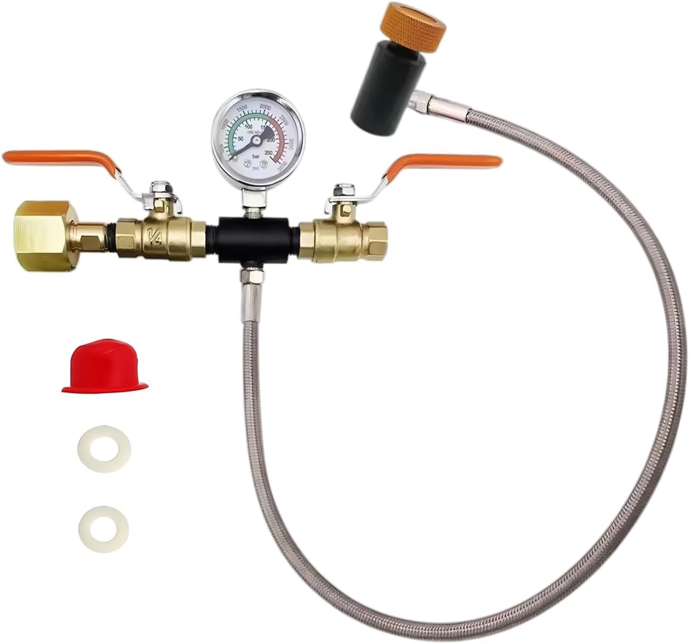 Soda Machine CO2 Cylinder Refill Adapter Hose Soda Maker Co2 Canister Refill Station for Filling Soda blue Co2 Bottle 24inch Hose