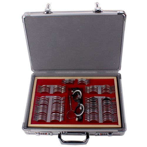 SUNWIN 104pcs Trial Lens Set with Metal Rim Aluminum Case with Fixed PD Trial Frame