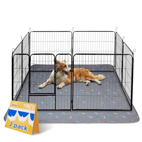 Sunheir Washable Pee Pads for Dogs Extra Large 48" x 60" 2-Pack, Reusable Puppy Pads Pet Training Pads for Dog Playpen Indoor, Waterproof Dog Pee Pads for Puppy Playpen, Whelping Pad - Light Grey