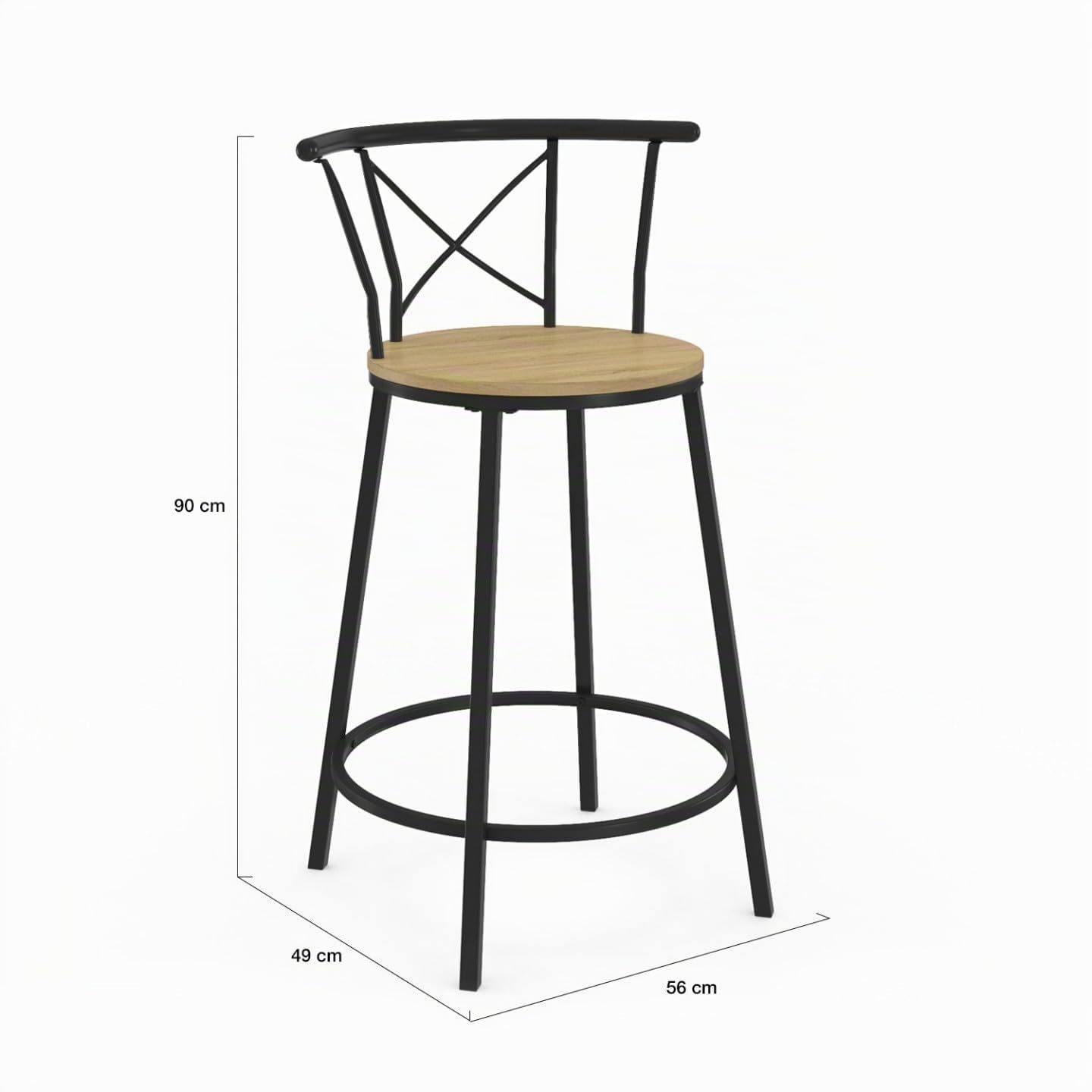 IDMarket - Lot de 4 tabourets de Bar bistrot Detroit avec Dossier arrondis
