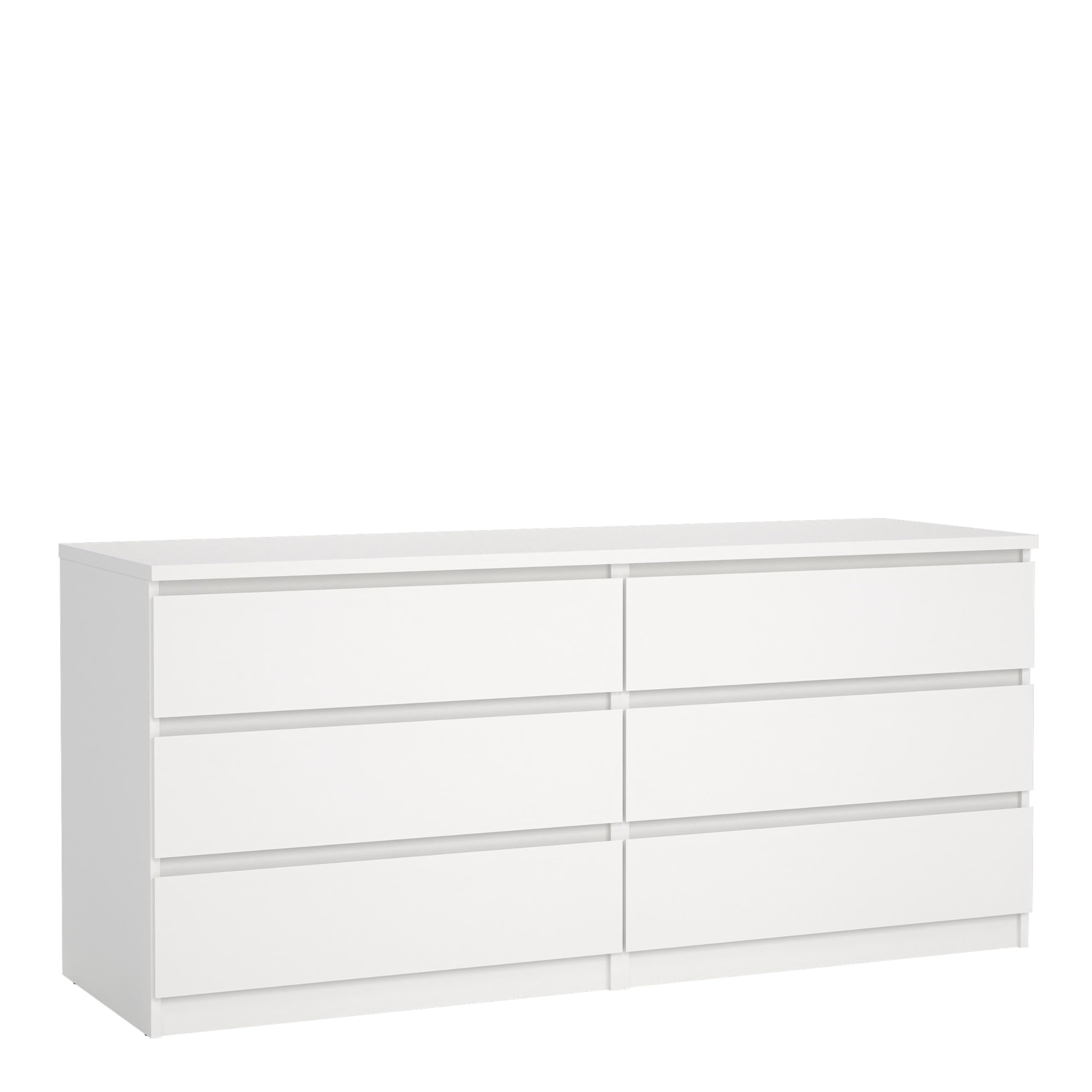 Furniture To Go | Naia, Melamine, White, Wide Chest of 6 Drawers (3+3)