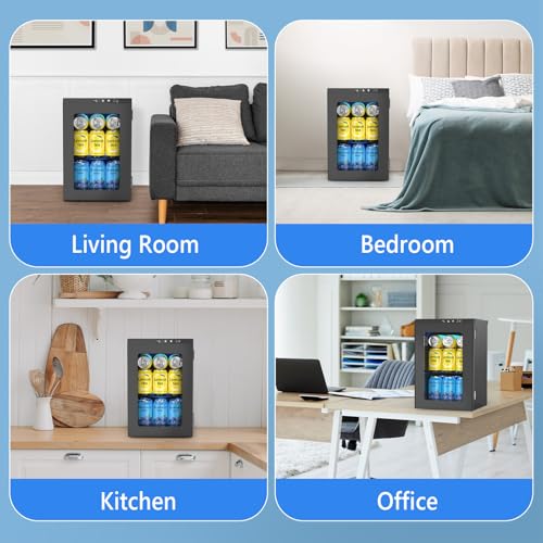 Image of COWSAR Commercial Beverage Refrigerator 24-Can Mini Fridge, Countertop Wine Cooler Small Adjustable Digital Thermostat, LED Light, Freestanding Countertop Drink Refrigerator for Home, Bar & Office