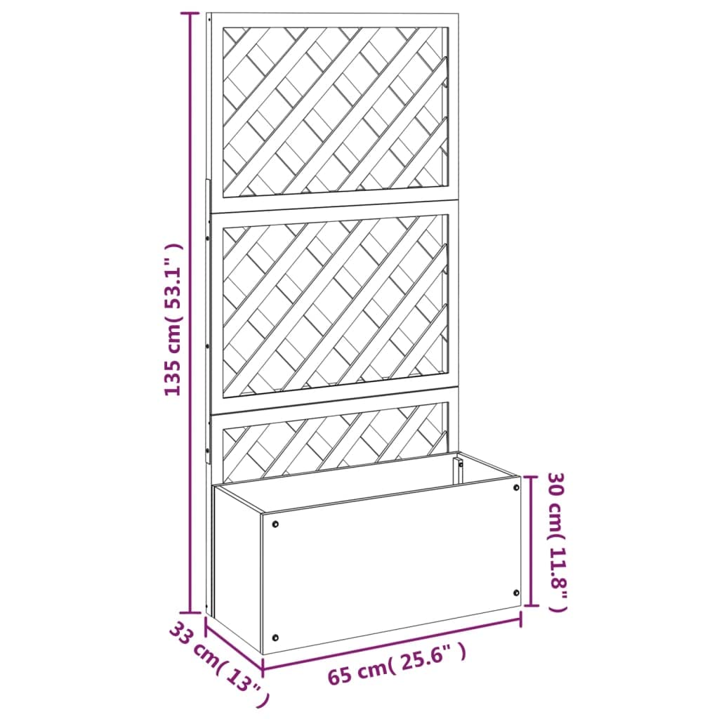 Fioriera con Traliccio in WPC Grigio da Esterno 65x33x135 cm | Vaso con grigliato per piante rampicanti in balcone e terrazzo, ideale per decorare l'orto domestico.
