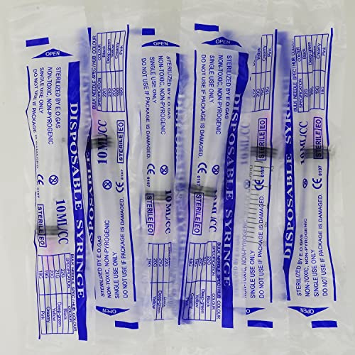 Image of 100 Pack 10ml 18Ga Plastic Syringe with Measurement for Scientific Labs and Industrial Dispensing, Disposable Individually Wrapped (100, 10ml-18Ga)