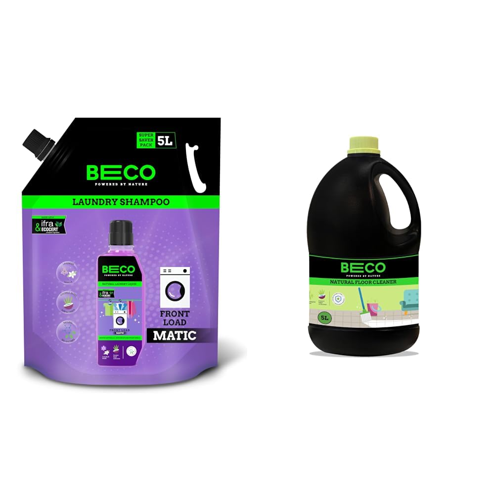 Beco Natural Liquid Detergent Front Load - 5L Refill Pack | Tough Stain Removal | Lavender & Vanilla Freshness | Retains Brightness & Shine | Chemical Free | Front Load Washing Machine Liquid-image-20
