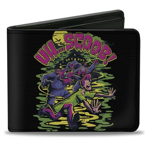 Buckle-Down Men's Scooby Doo Wallet, Bifold, Monsters Chasing Shaggy Uh Scoob Pose, Vegan Leather, 4.0