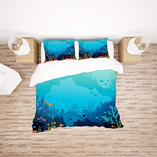 Housse de couette Queen Size en microfibre avec ses 2 taies d'oreiller