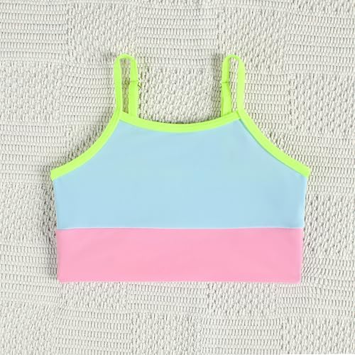 Image of Little Girl Swimsuit Casual Swimwear Kids Two Piece Color Block Bathing Suits Beach Bikini Set 3-12Years