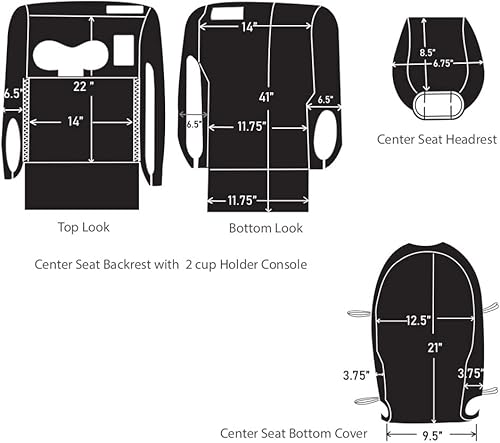 Miniatura 2 de CarsCover Fundas para asiento delantero de auto, de neoprene, hecho a medida para Ford F150 F250 F350, Pickup, color gris y negro, para asiento del
