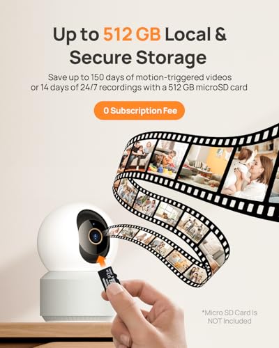 Image of Anona 4K UHD Indoor Camera with 64GB SD Card, Pet /Dog /Baby Security Camera with Phone App, 360 Pan-Tilt, 2.4G /5G Wi-Fi 6, Auto-Tracking, Person /Pet /Baby Crying Detection, Privacy Mode, Two-Way Audio