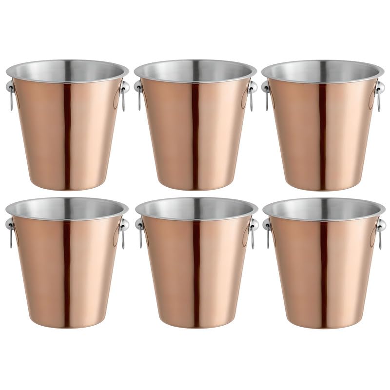 OCS Parts 3-Pack 8.5 Inch Stainless Steel Wine and Champagne Cooler Ice Buckets | 4 Quart Smooth Decorative Ice Buckets for Bottles Beverages and Drinks | Silver