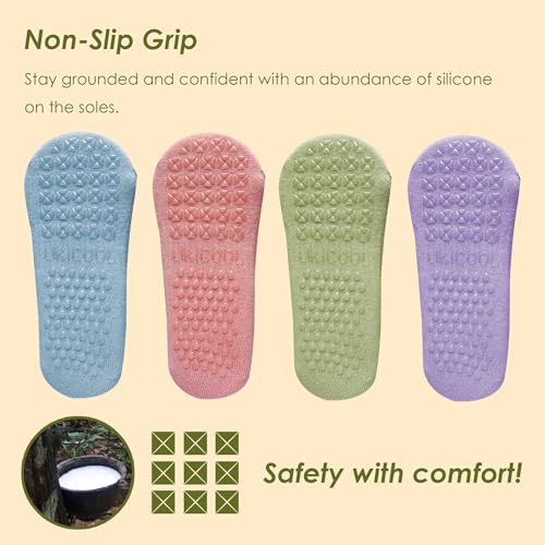 Image of Women Non Slip Grip Ankle Socks with Anti-Skid Soles Cushioned for Elderly, Yoga, Pilates, Ballet, Hospital, Home, Walking