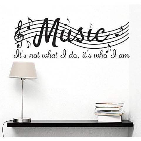 MAFENT It's Not What I Do It's Who I Am Music Home Vinyl Wall Decals Quotes Sayings Words Arts Decors Lettering Vinyl Wall Stickers, 38" w X 15" h, Black Cover