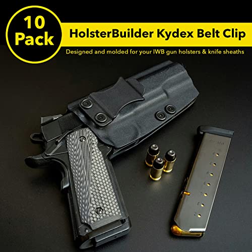Holsterbuilder Holster Clip (Fits 1.5” Belt) - Tuckable Kydex Belt Clip For Inside The Waist Band (Iwb) Gun Holsters & Knife Sheath- Fold Over Quick Clips With Mounting Hardware (Pack Of 10) #TOP1