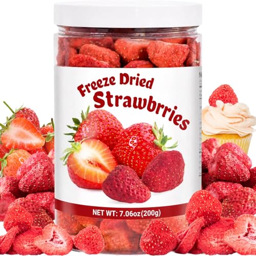Freeze Dried Whole Strawberries for Drinks Refreshers- Crunchy Dried Strawberry