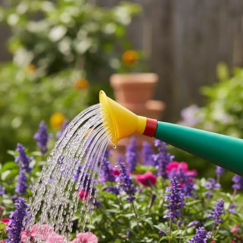 Image of Urban Upvan Plastic Watering Can 10L | Ergonomic Handle for Comfortable Grip | Fade Resistant, Lightweight & Easy to Use | Durable | Includes Sprinkler Spout | Green