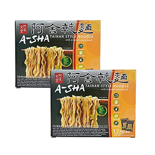 A-Sha Healthy Ramen Noodles - Original Sauce Pack Included, Premium Air Dried Instant Noodles - 24 Packs, 3.35oz each